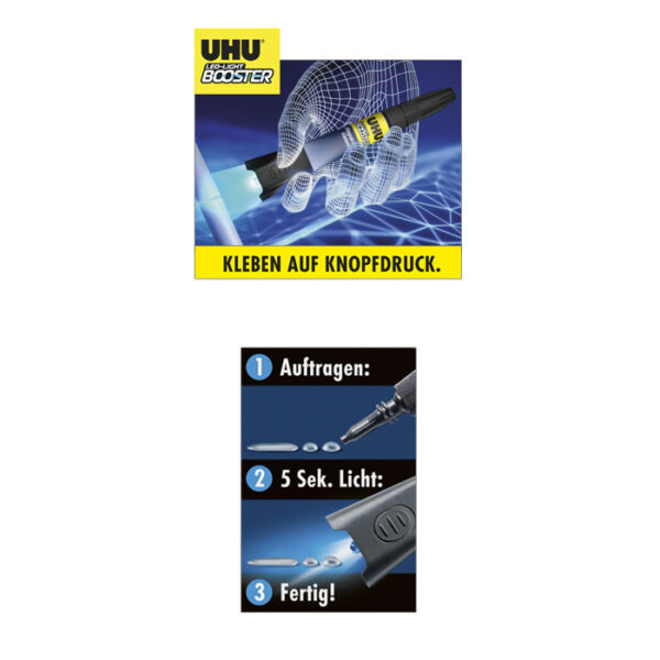UHU LED LIGHT Booster моментно лепило с ултравиолетова лампа 3 грама - Image 2