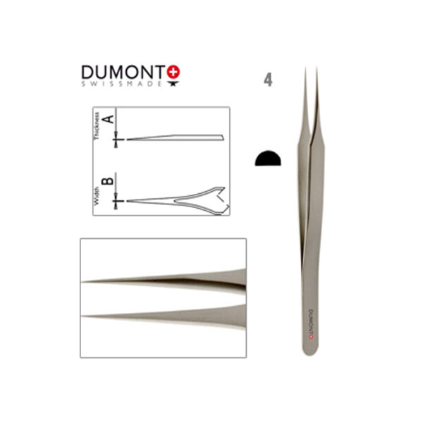 Dumont #4 часовникарска антимагнетична стоманена пинсета 110 мм
