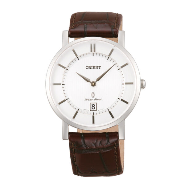 Мъжки кварцов часовник с бял циферблат и дата 37 мм Orient FGW01007W0