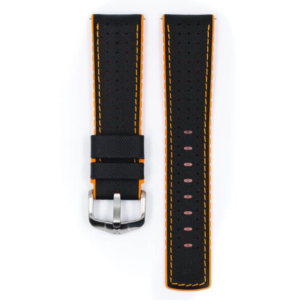 Hirsch черна с оранжево кожена каишка от серия „Robby“ L 20 мм, 0917694050-4-20 - Image 3