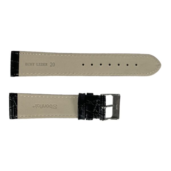 Croco черна кожена каишка за часовник, 20 мм - Image 2