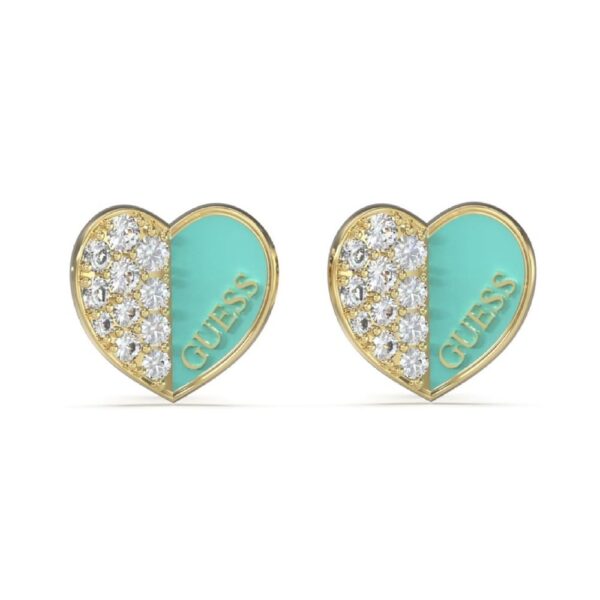 Дамски позлатени обеци Guess с тюркоаз и камъни Swarovski