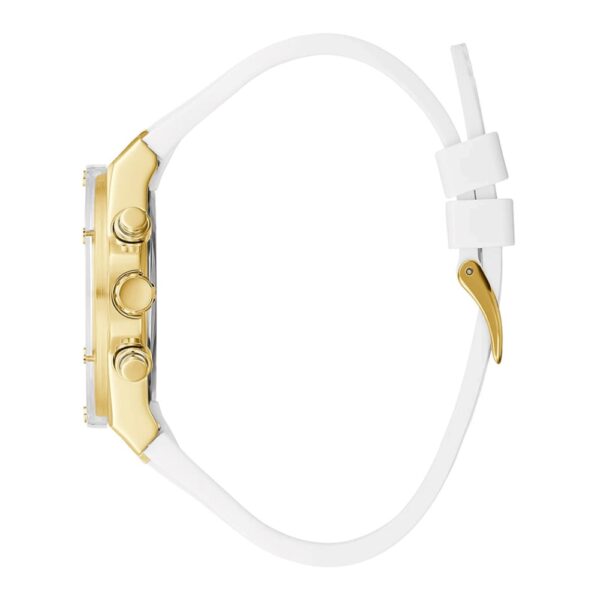 Дамски часовник Guess Eco-Friendly с бяла каишка и златен корпус, 39мм - Image 3