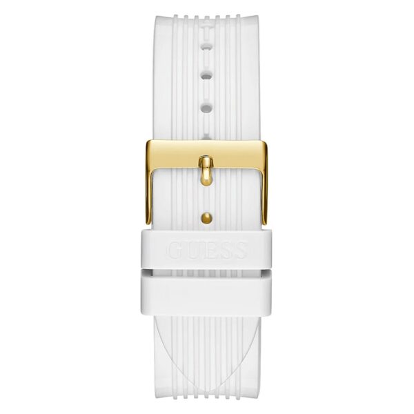 Дамски часовник Guess Eco-Friendly с бяла каишка и златен корпус, 39мм - Image 4