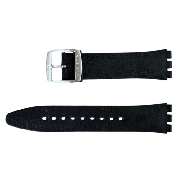 Черна кожена каишка Swatch ASS07S100, ASS07S100C, 20мм