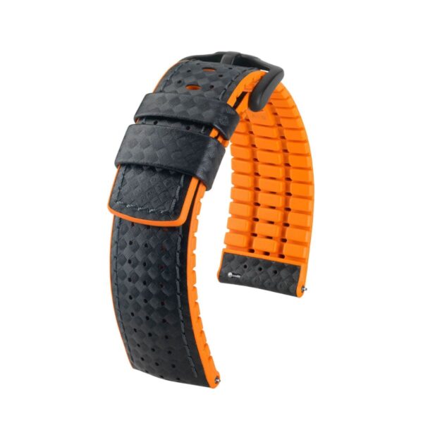 Hirsch черна с оранжево кожена каишка от серия „Ayrton“ L 22 мм, 0917692050-5-22