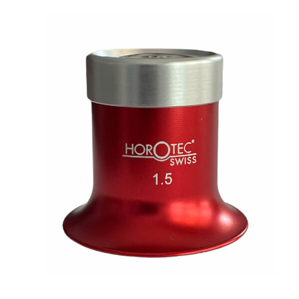Horotec MSA 00.031-1.5 часовникарска лупа в алуминиев анодиран корпус с винтов пръстен x6.5