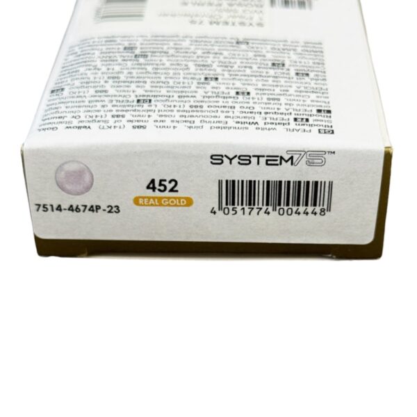 Studex обеци от 14k бяло злато с розови перли, 4 мм, 7514-4674 - Image 3
