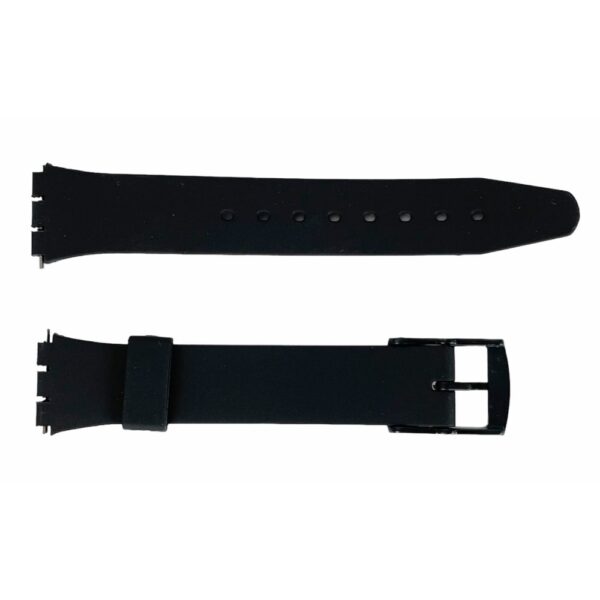 Гладка черна каишка SWATCH с пластмасова закопчалка, 17 мм