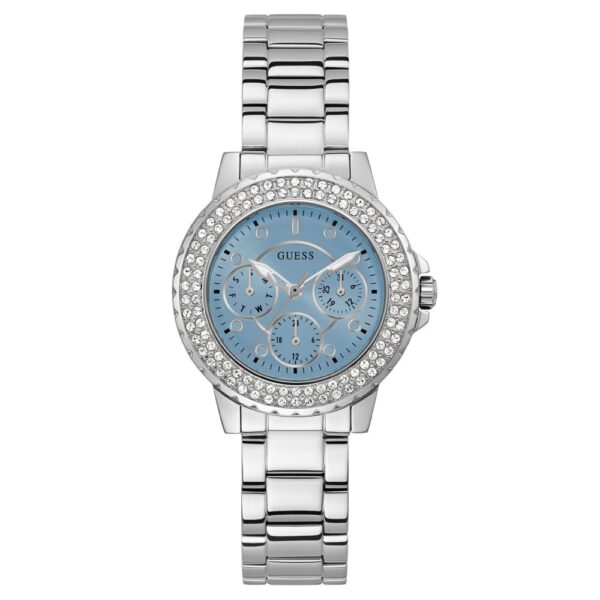 Дамски часовник Guess с камъни и син циферблат, 28мм