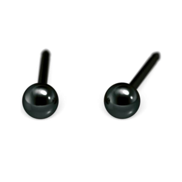 Черни кръгли обеци Studex, 4 мм, 7517-0300