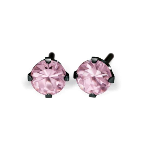 Черни обеци Studex Tiffany с розов кубичен цирконий, 4 мм, 7517-0150