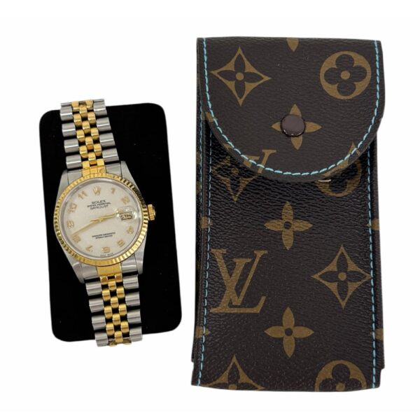 Louis Vuitton кожен калъф за часовник със сини Tiffany шевове