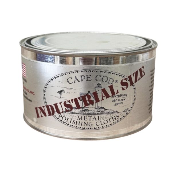 Cape Cod Metal Industrial Tin кутия с 12 броя мокри кърпи за полиране, суха кърпа за почистване и чифт ръкавици
