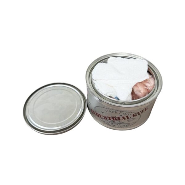Cape Cod Metal Industrial Tin кутия с 12 броя мокри кърпи за полиране, суха кърпа за почистване и чифт ръкавици - Image 3