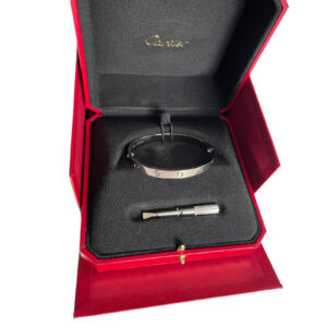 Нов Комплект Гривна Cartier Love 18k бяло злато, размер 17, 2022 г.