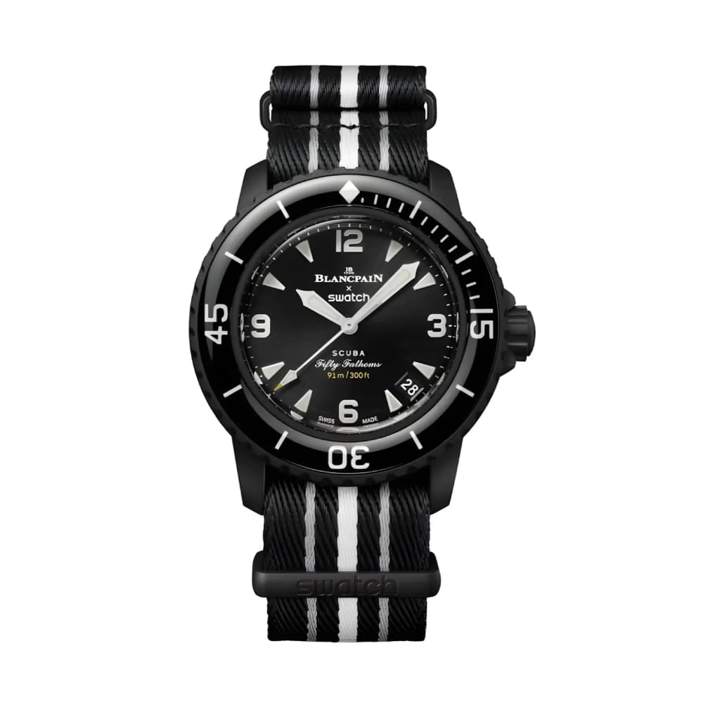 Нова Swatch Blancpain Scuba Atlantic Fifty Fathoms S035B400 черна автоматична часовник