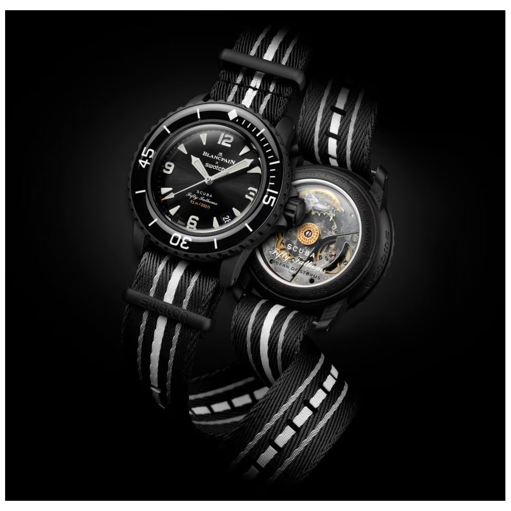 Нова Swatch Blancpain Scuba Atlantic Fifty Fathoms S035B400 черна автоматична часовник - Image 2