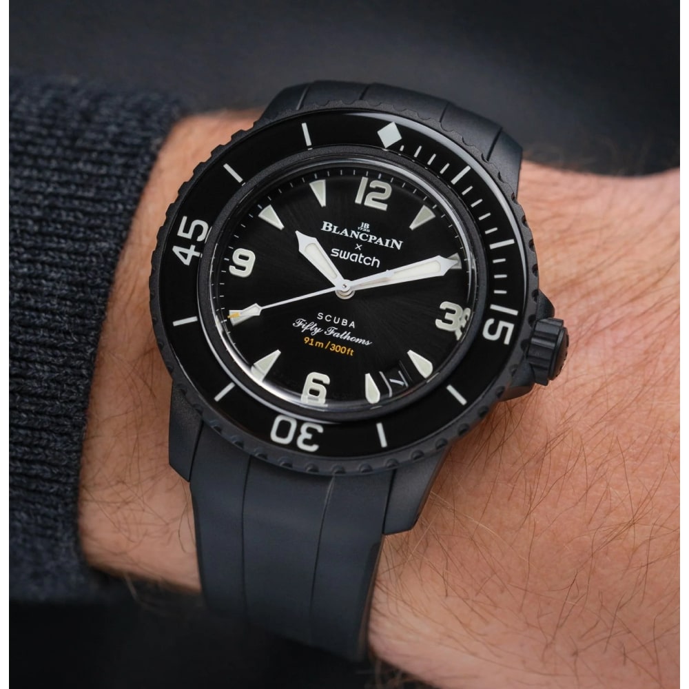 Нова Swatch Blancpain Scuba Atlantic Fifty Fathoms S035B400 черна автоматична часовник - Image 3