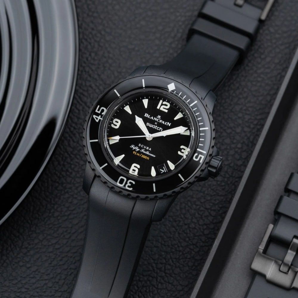 Нова Swatch Blancpain Scuba Atlantic Fifty Fathoms S035B400 черна автоматична часовник - Image 4
