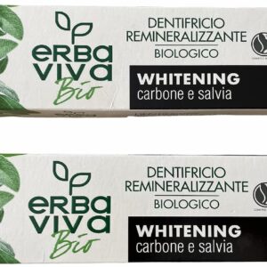Опаковка от 2 Парчета Erba Viva BIO Органично Зубно Паста с Активен Въглен и Мащерка 75 мл + 75 мл