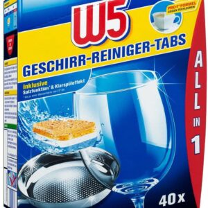 Таблети за съдомиялна W5, 40 броя, Всичко в едно