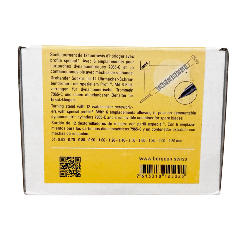 Комплект отвертки Bergeon 7965-S12 с 12 специални профила и въртяща се стойка - Image 4