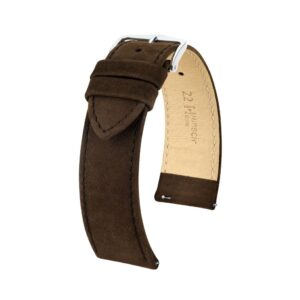 Кожена каишка за часовник Hirsch Osiris Nubuk тъмен кафяв 18 мм
