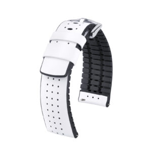 Кожена каишка за часовник Hirsch TIGER L бяла 20 мм