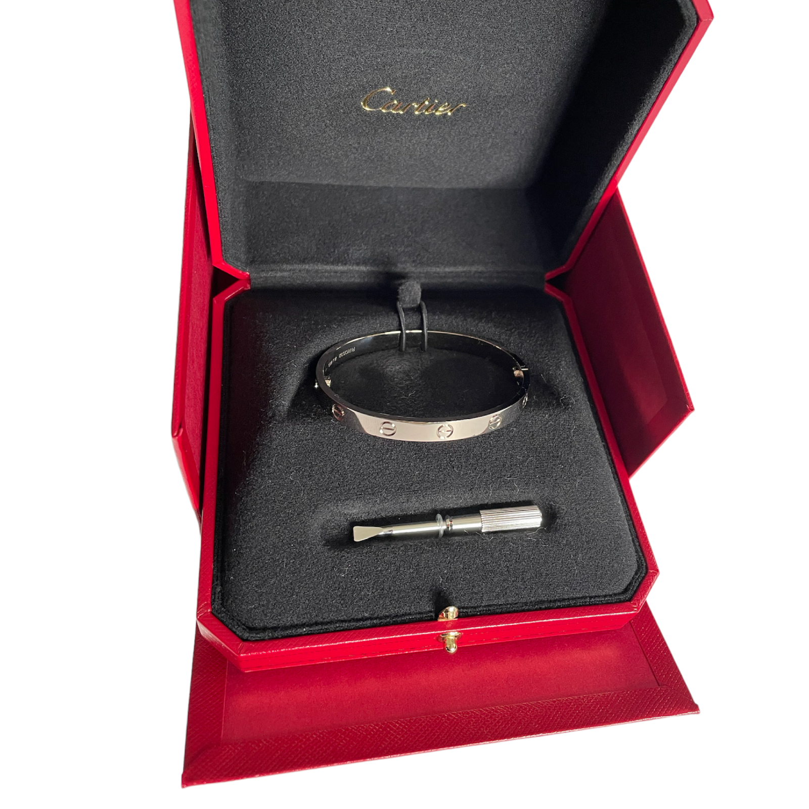 Нов бял златен гривна Cartier 18k размер 17