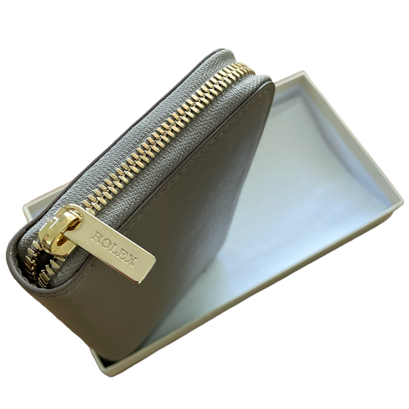 Дамско дълго портмоне от кожа Rolex в сиво - Image 3