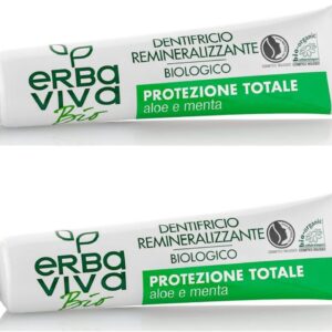 Комплект от 2 био органични пасти за зъби Erba Viva с алое вера и мента 75 мл