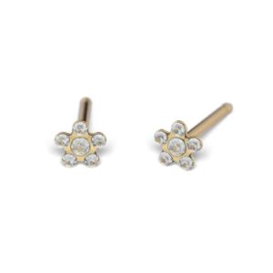 Златисти обеци за бебе с дизайн на маргаритка и кристали STUDEX 3mm