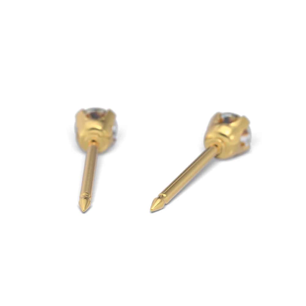 Златисти обеци за бебе Tiffany с кубичен цирконий 3 мм STUDEX - Image 2