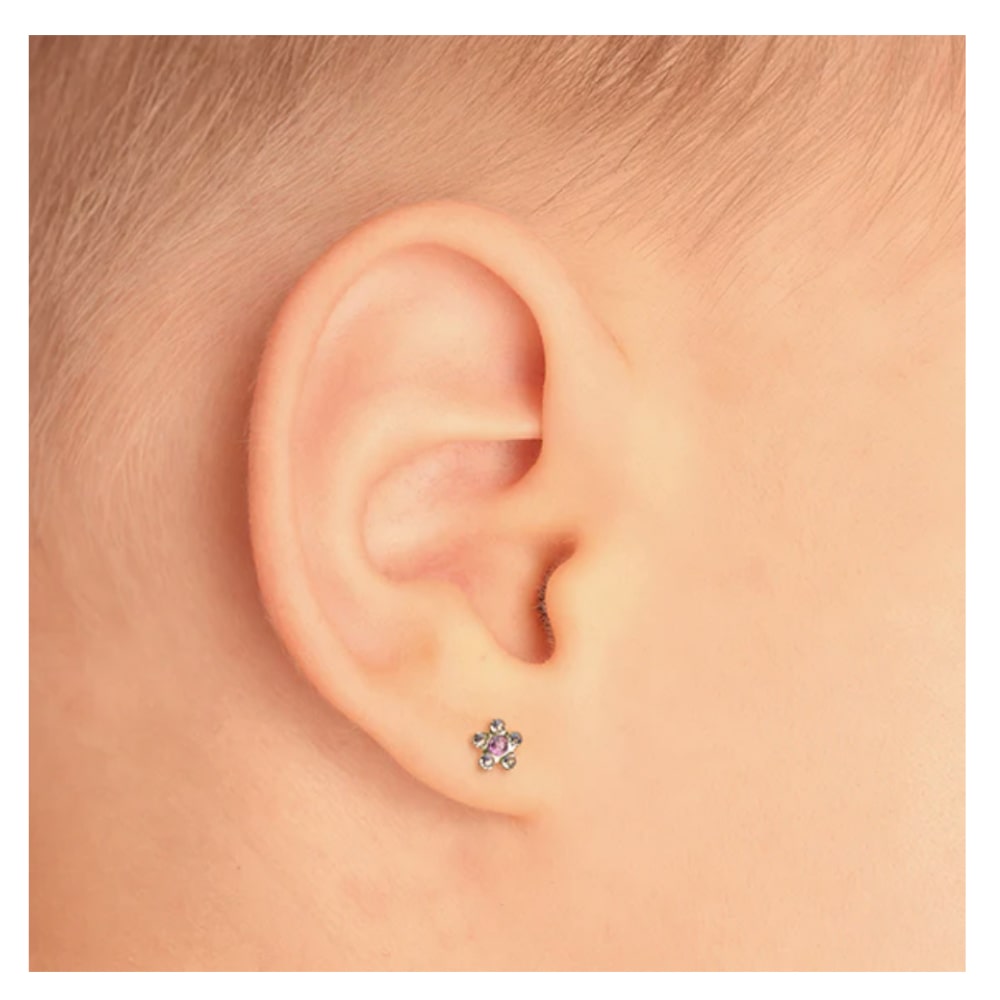 Златни обеци с цвете за деца Studex, 3 мм - Image 4