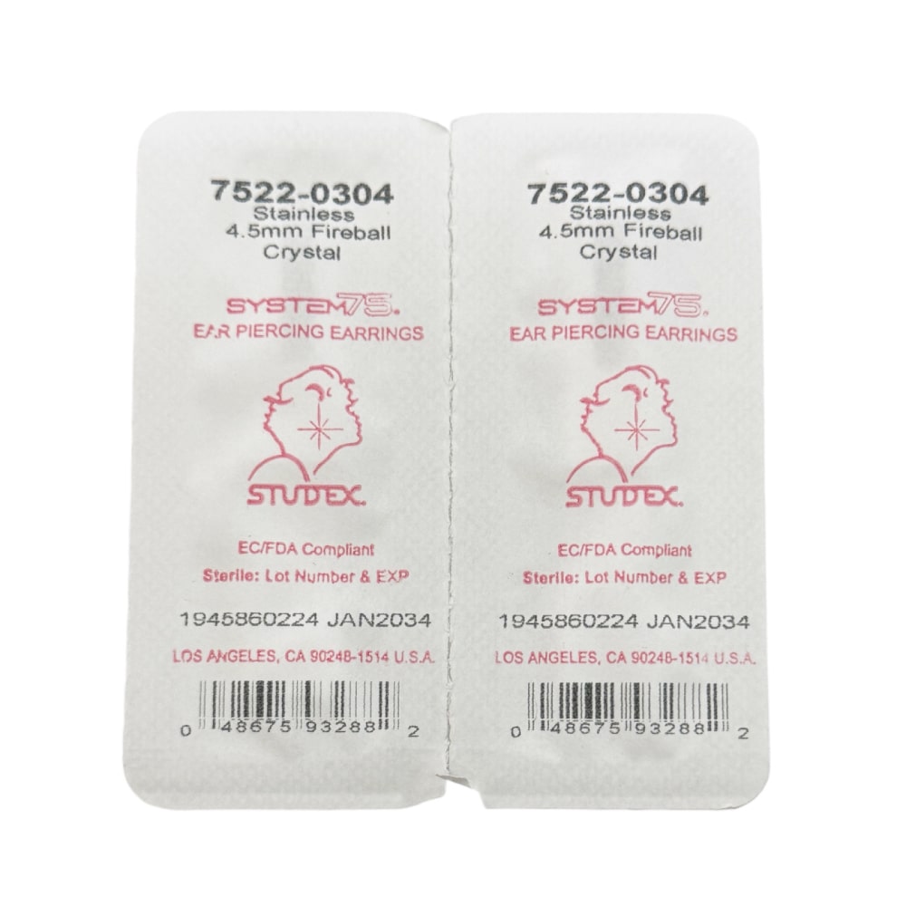 Сребърни обеци Studex Snowball/Fireball с кубичен цирконий 4.5 мм - Image 3