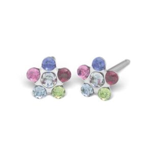 Сребърни обеци с цвете и дъга Studex, 5 мм