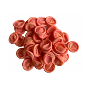 Розови антистатични латексови пръстови капачки Boley размер M - 100 броя