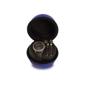 Синя кутия за часовник Boxy с имитация на кожа