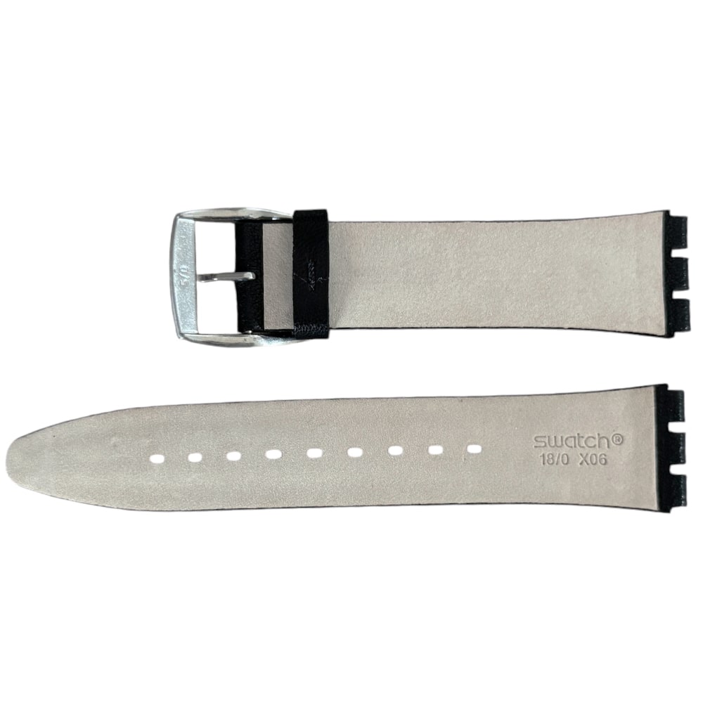Черна кожена каишка за часовник Swatch 20 мм - Image 2
