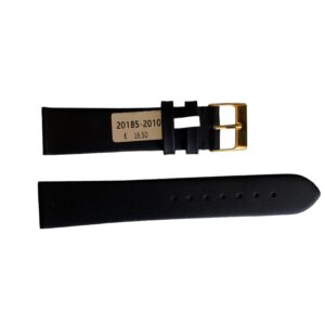 Водоустойчив черен гладък кожен каишка за часовник с златна катарама 20 мм