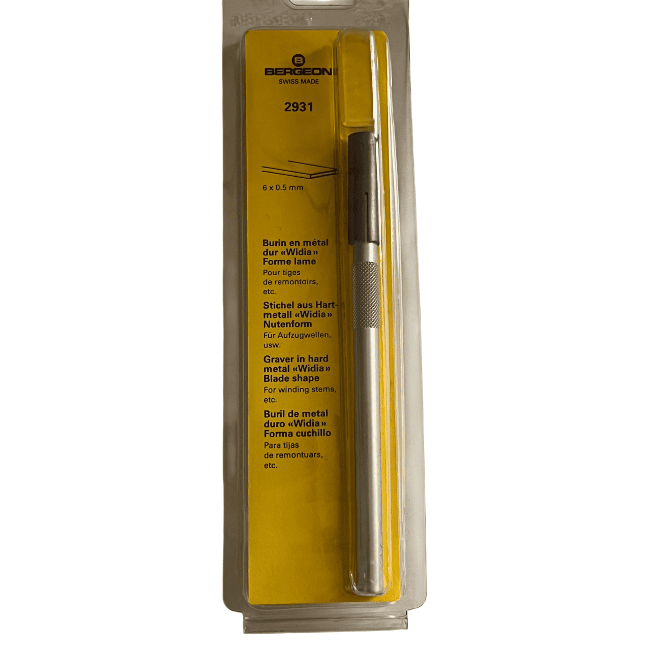 Bergeon Widia острие с метален дръжка, 6 мм x 0.5 мм