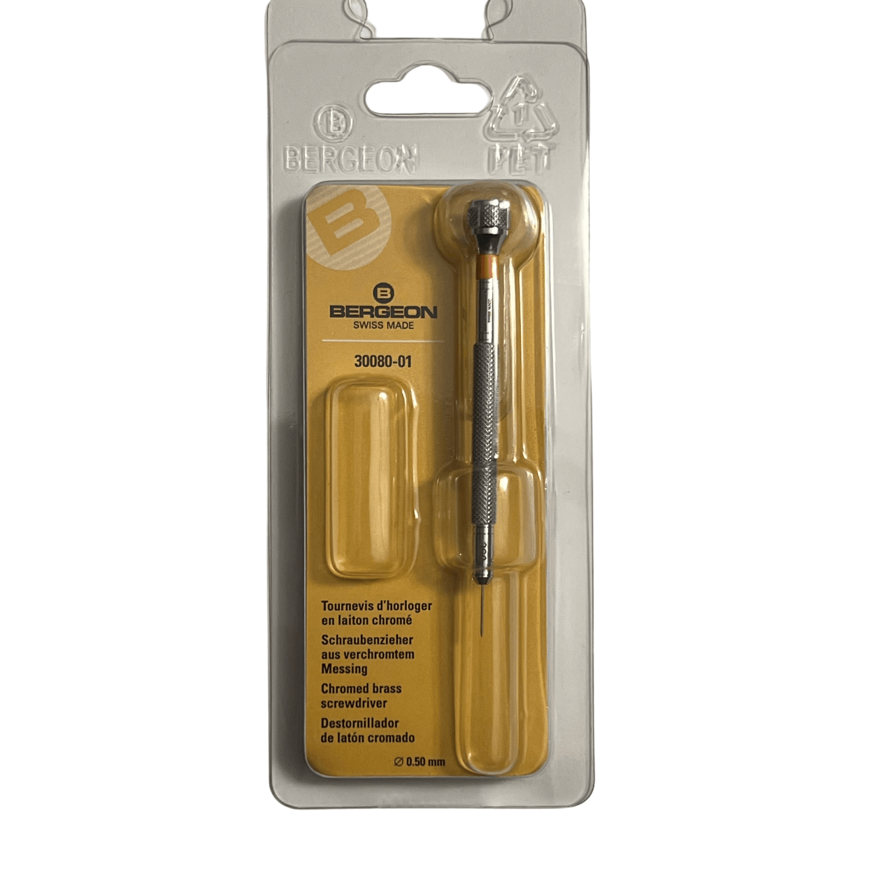 Bergeon 30080-01 Watchmaker Screwdriver 0.50mm Хромирано покритие Швейцарски прецизен инструмент (Оранжев) - Image 4