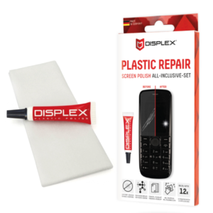 DISPLEX Паста за ремонт на драскотини, Полираща паста за пластмасови дисплеи за телефони, таблети и конзоли, Премахва драскотини и възстановява прозрачността, Лесно ръчно полиране, Комплект за полиране на пластмасови екрани