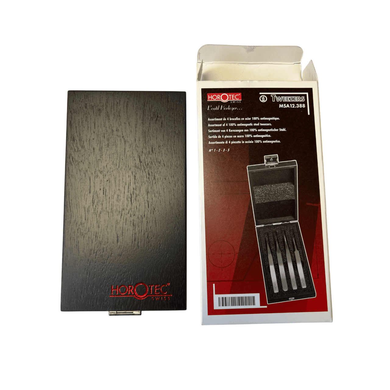 Horotec MSA12.388 Антимагнитни Пинсети Комплект №1, №2, №3, №5 от Неръждаема Стомана 904L в Дървена Кутия - Image 5