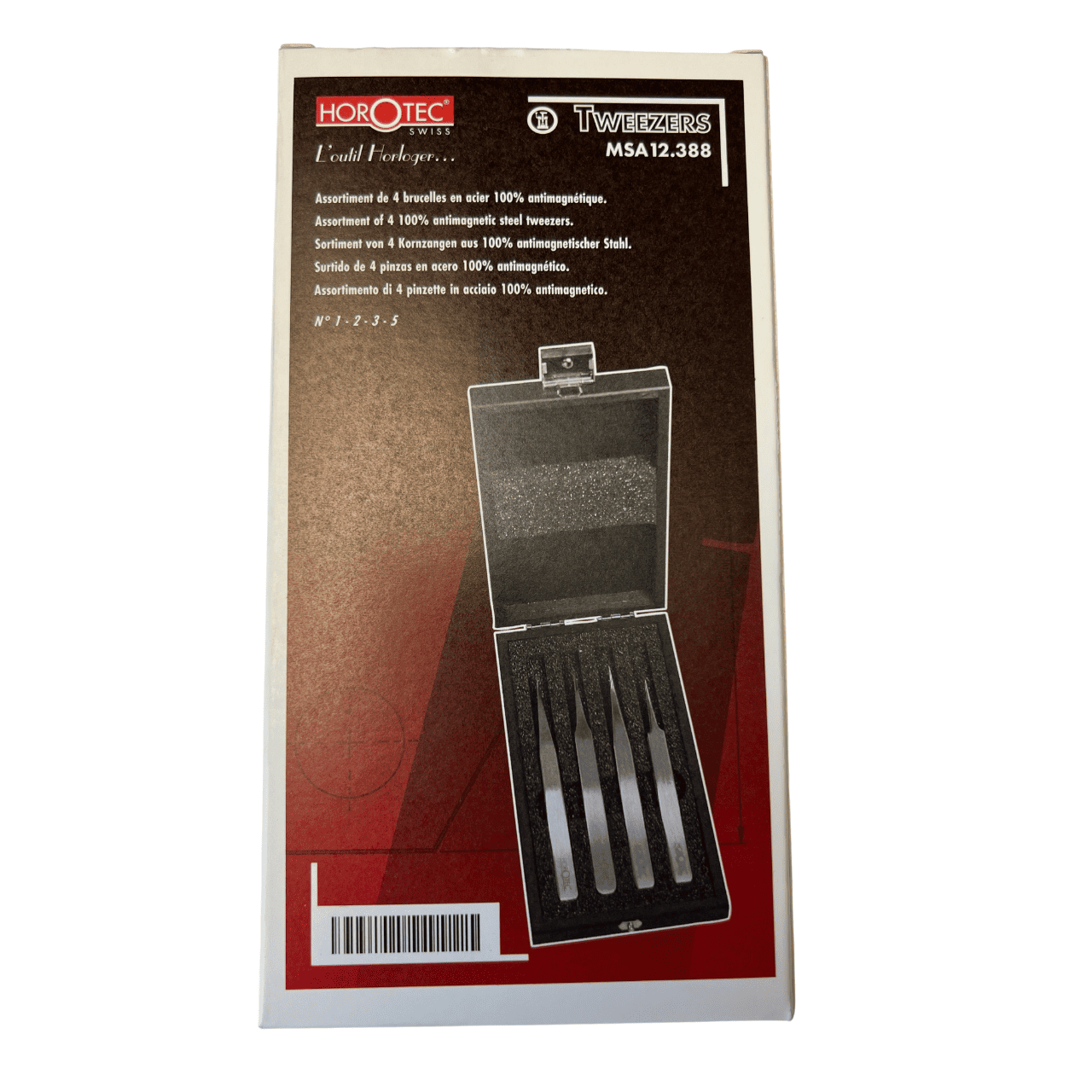 Horotec MSA12.388 Антимагнитни Пинсети Комплект №1, №2, №3, №5 от Неръждаема Стомана 904L в Дървена Кутия - Image 3