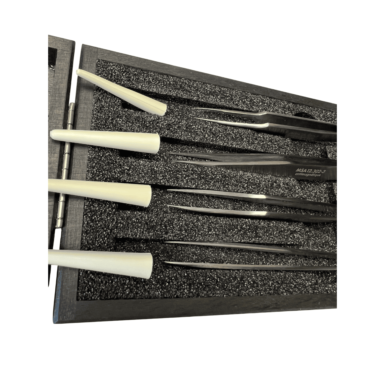 Horotec MSA12.388 Антимагнитни Пинсети Комплект №1, №2, №3, №5 от Неръждаема Стомана 904L в Дървена Кутия - Image 10