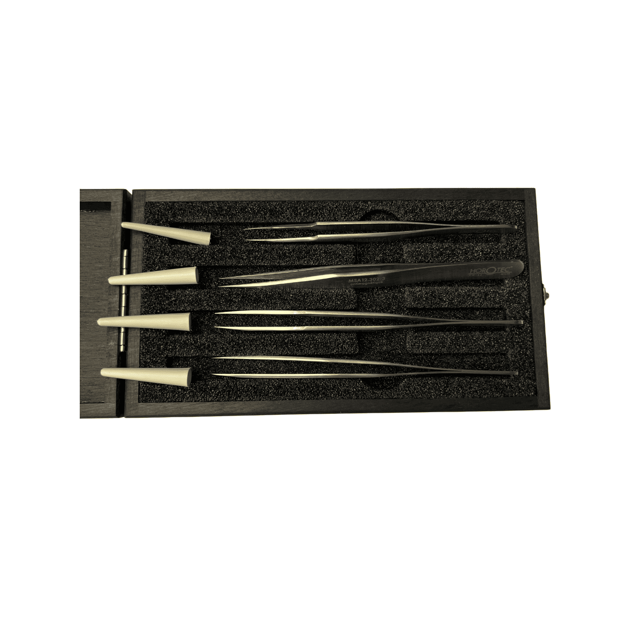 Horotec MSA12.388 Антимагнитни Пинсети Комплект №1, №2, №3, №5 от Неръждаема Стомана 904L в Дървена Кутия - Image 9