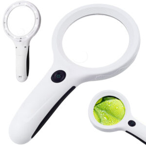 Четец с Лупа, 4x Увеличение, 8 LED + UV Светлина, Объектив 60 мм, Бял, Ref. 09064