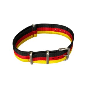 НАТО каишка за часовник Buzzufy в черно, червено и жълто, 20 мм